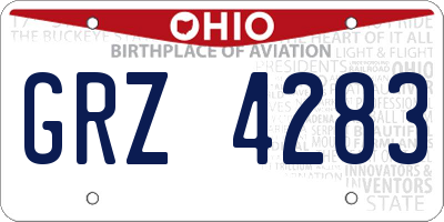 OH license plate GRZ4283