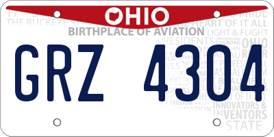 OH license plate GRZ4304