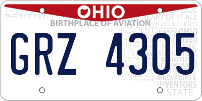OH license plate GRZ4305