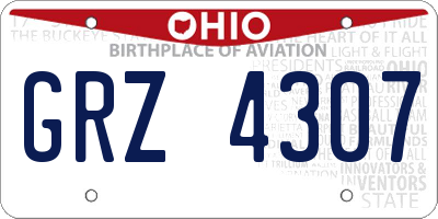 OH license plate GRZ4307