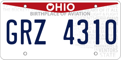 OH license plate GRZ4310