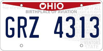 OH license plate GRZ4313