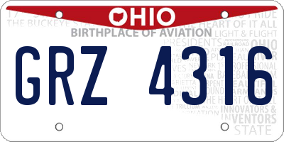 OH license plate GRZ4316