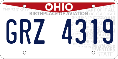 OH license plate GRZ4319