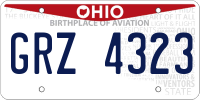 OH license plate GRZ4323
