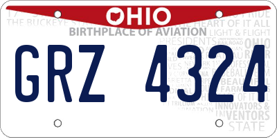 OH license plate GRZ4324