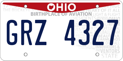 OH license plate GRZ4327