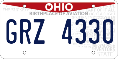 OH license plate GRZ4330