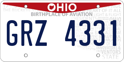 OH license plate GRZ4331