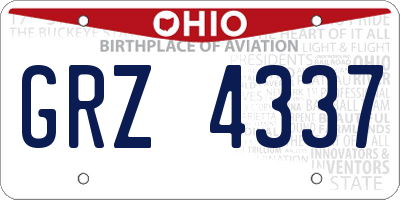 OH license plate GRZ4337