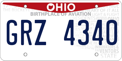 OH license plate GRZ4340