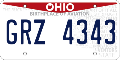 OH license plate GRZ4343