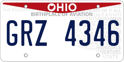 OH license plate GRZ4346