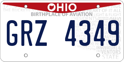 OH license plate GRZ4349