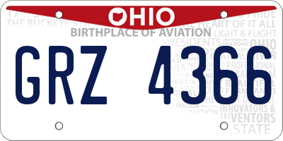 OH license plate GRZ4366