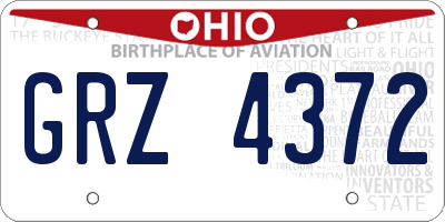 OH license plate GRZ4372