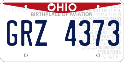 OH license plate GRZ4373