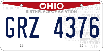 OH license plate GRZ4376