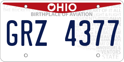OH license plate GRZ4377
