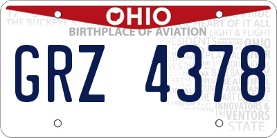 OH license plate GRZ4378