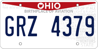OH license plate GRZ4379