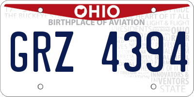 OH license plate GRZ4394