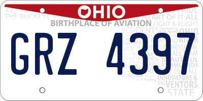 OH license plate GRZ4397