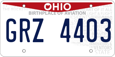 OH license plate GRZ4403