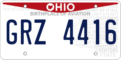 OH license plate GRZ4416