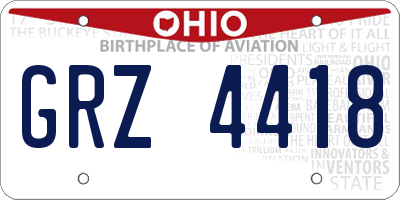 OH license plate GRZ4418