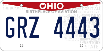 OH license plate GRZ4443