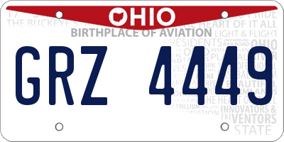 OH license plate GRZ4449