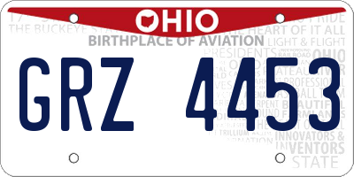 OH license plate GRZ4453