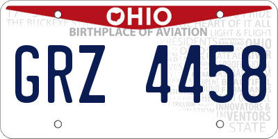 OH license plate GRZ4458