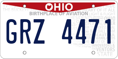 OH license plate GRZ4471