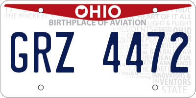 OH license plate GRZ4472