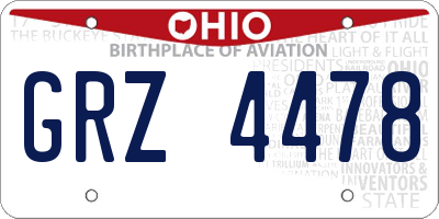 OH license plate GRZ4478
