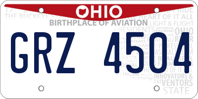 OH license plate GRZ4504