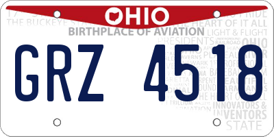 OH license plate GRZ4518