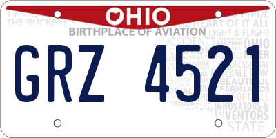 OH license plate GRZ4521