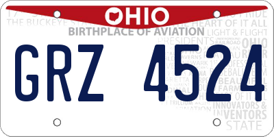 OH license plate GRZ4524