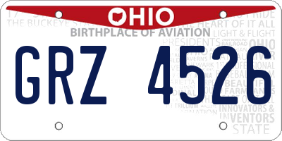 OH license plate GRZ4526