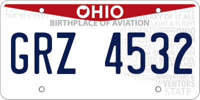 OH license plate GRZ4532