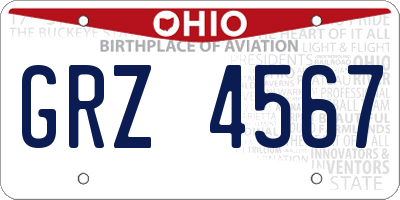 OH license plate GRZ4567