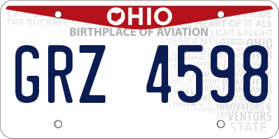 OH license plate GRZ4598