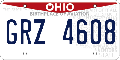 OH license plate GRZ4608