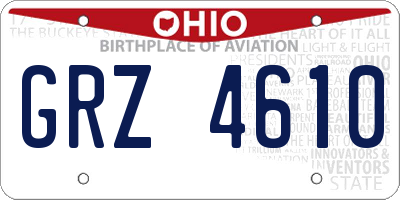 OH license plate GRZ4610