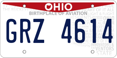 OH license plate GRZ4614