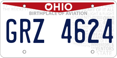 OH license plate GRZ4624