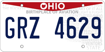 OH license plate GRZ4629